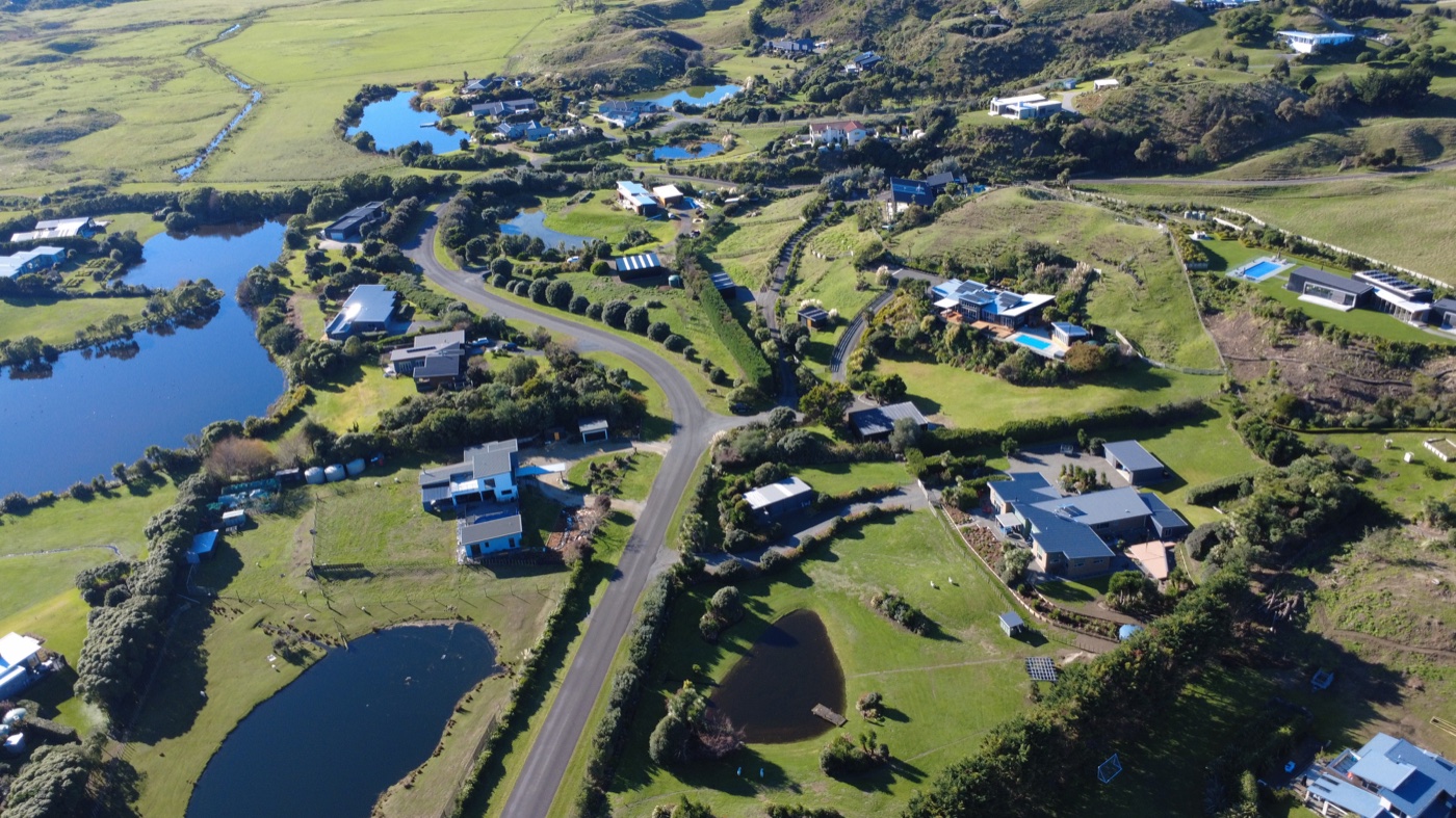 Aerial view of Peka Peka Beach June 2025